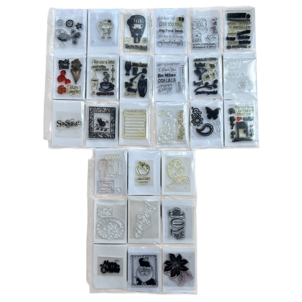 Lot of 28 Clear Mini Cling Stamp Sets Friend Christmas Valentine’s Birthday